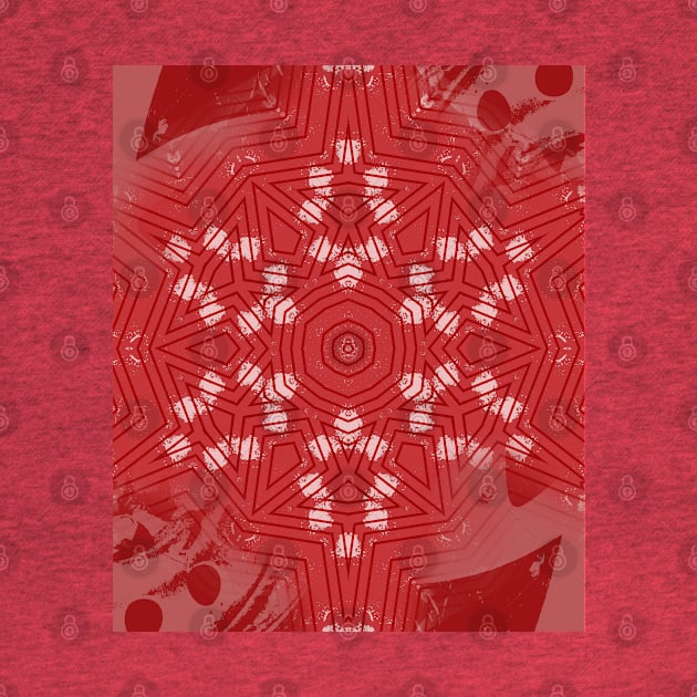 Red stripes on grunge pink mandala by hereswendy